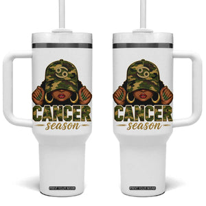 Zodiac Queen Cancer Season Retro Camo Camouflage Graphic Tumbler With Handle June July Horoscope Birthday Gift Melanin Women