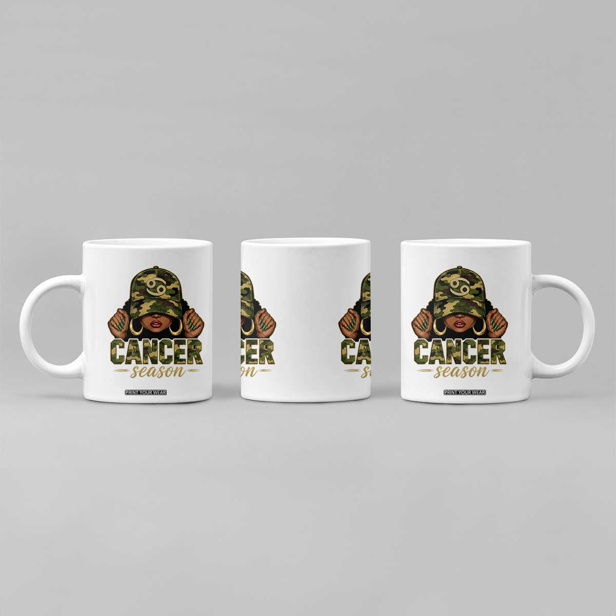 Zodiac Queen Cancer Season Retro Camo Camouflage Graphic Coffee Mug June July Horoscope Birthday Gift Melanin Women
