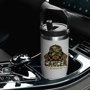 Zodiac Queen Cancer Season Retro Camo Camouflage Graphic Flip Straw Tumbler June July Horoscope Birthday Gift Melanin Women