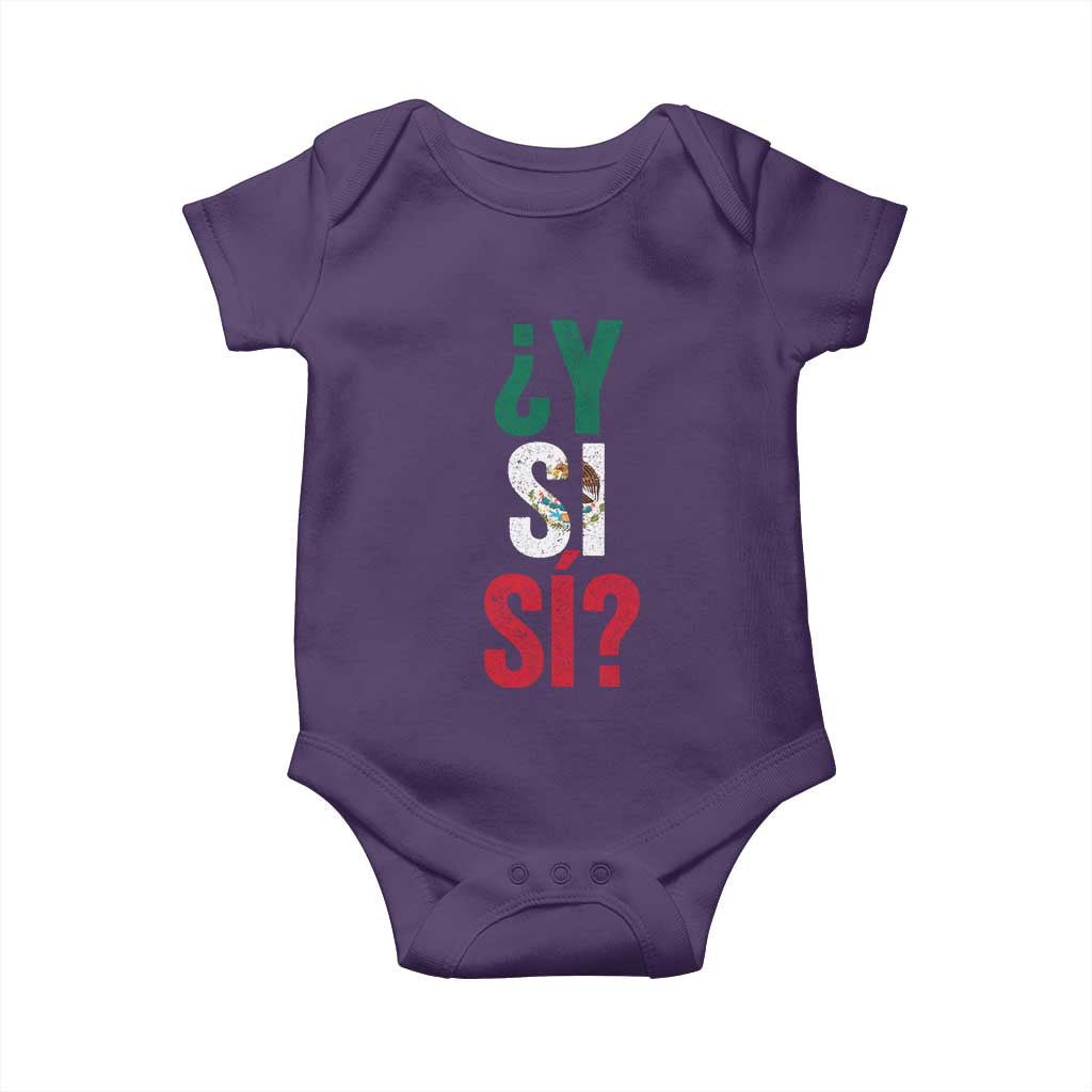 Y Si Si Vintage Mexican Flag Baby Onesie What If Spanish Slang Mexico Soccer Football Fans TS02 Purple Print Your Wear