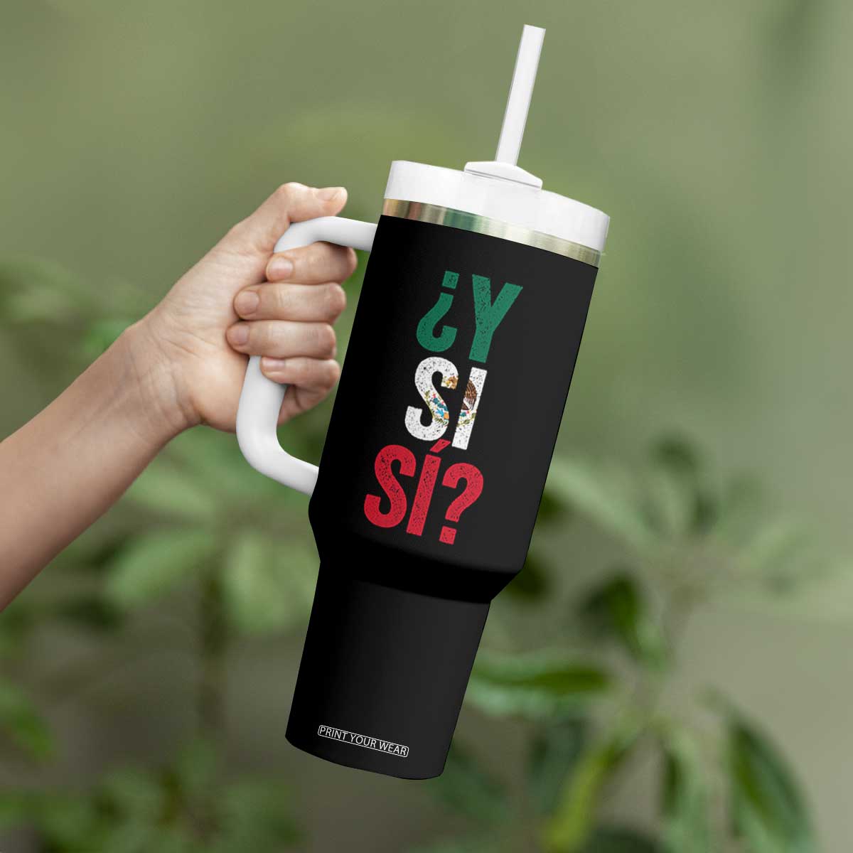 Y Si Si Vintage Mexican Flag Tumbler With Handle What If Spanish Slang Mexico Soccer Football Fans TS02 Print Your Wear