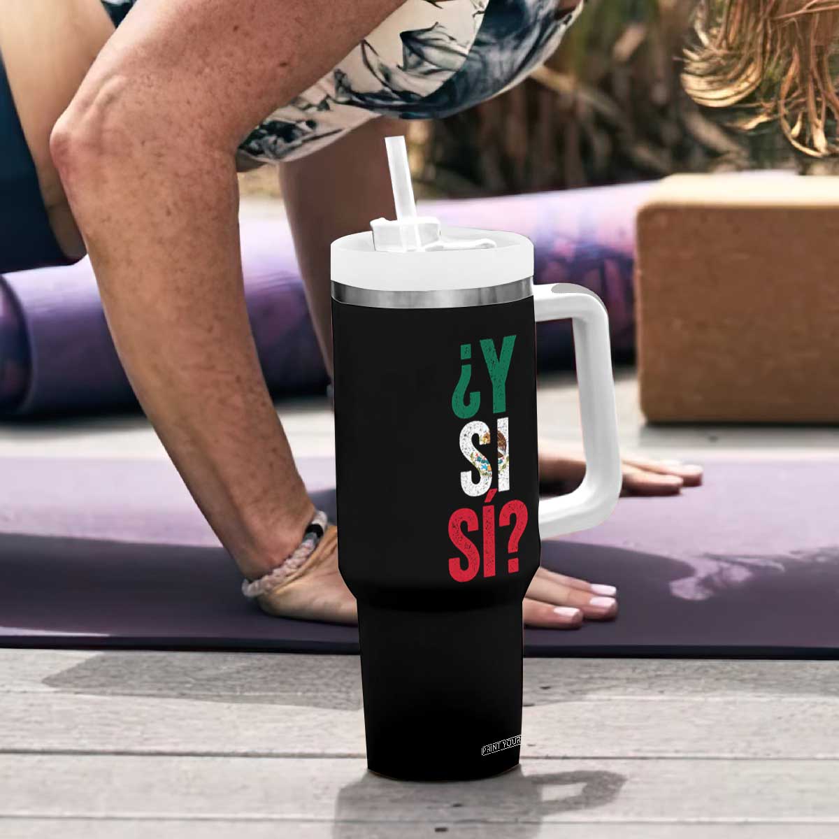 Y Si Si Vintage Mexican Flag Tumbler With Handle What If Spanish Slang Mexico Soccer Football Fans TS02 Print Your Wear