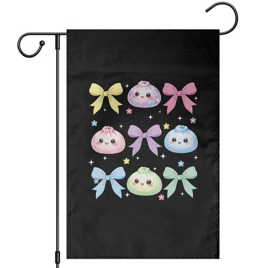 Kawaii Dumpling and Bows Aesthetic Graphic Garden Flag Cute Pastel Bao Dim Sum Coquette Aesthetic TS02 Black Print Your Wear