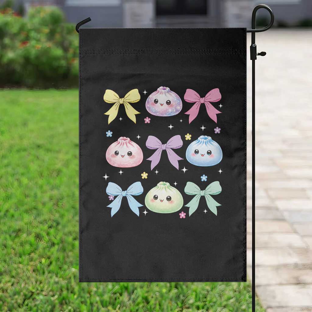 Kawaii Dumpling and Bows Aesthetic Graphic Garden Flag Cute Pastel Bao Dim Sum Coquette Aesthetic