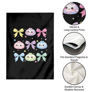 Kawaii Dumpling and Bows Aesthetic Graphic Garden Flag Cute Pastel Bao Dim Sum Coquette Aesthetic