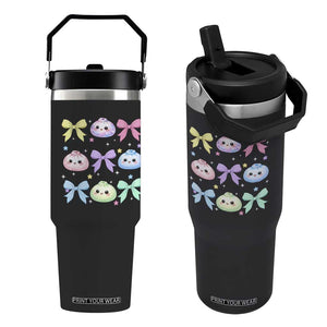Kawaii Dumpling and Bows Aesthetic Graphic Flip Straw Tumbler Cute Pastel Bao Dim Sum Coquette Aesthetic