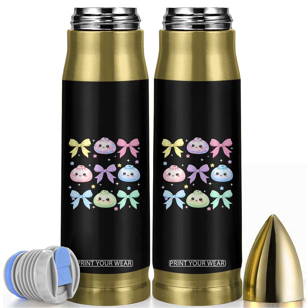 Kawaii Dumpling and Bows Aesthetic Graphic Bullet Tumbler Cute Pastel Bao Dim Sum Coquette Aesthetic TS02 Black Print Your Wear