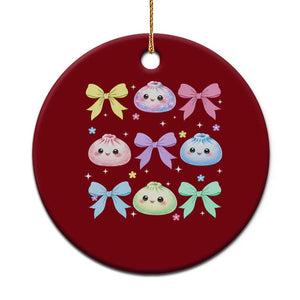 Kawaii Dumpling and Bows Aesthetic Graphic Ceramic Ornament Cute Pastel Bao Dim Sum Coquette Aesthetic