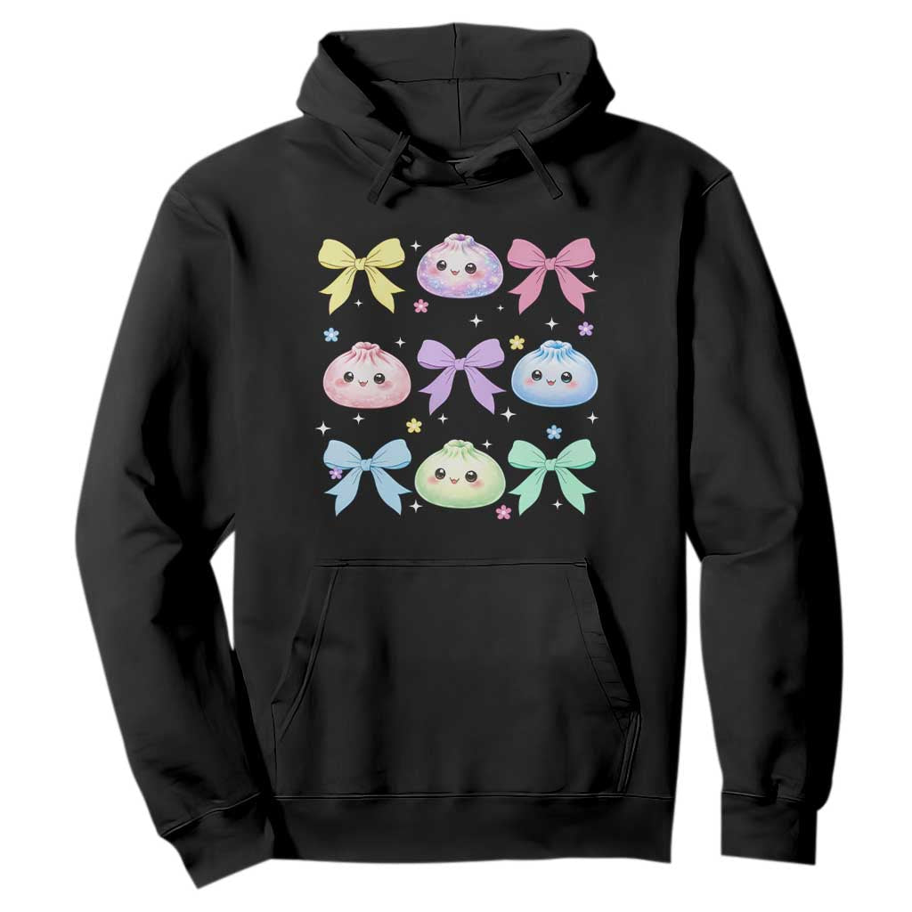Kawaii Dumpling and Bows Aesthetic Graphic Hoodie Cute Pastel Bao Dim Sum Coquette Aesthetic