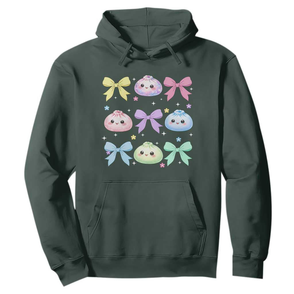 Kawaii Dumpling and Bows Aesthetic Graphic Hoodie Cute Pastel Bao Dim Sum Coquette Aesthetic
