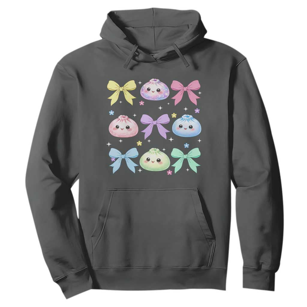 Kawaii Dumpling and Bows Aesthetic Graphic Hoodie Cute Pastel Bao Dim Sum Coquette Aesthetic