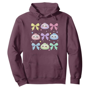 Kawaii Dumpling and Bows Aesthetic Graphic Hoodie Cute Pastel Bao Dim Sum Coquette Aesthetic
