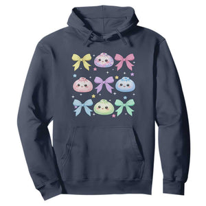 Kawaii Dumpling and Bows Aesthetic Graphic Hoodie Cute Pastel Bao Dim Sum Coquette Aesthetic