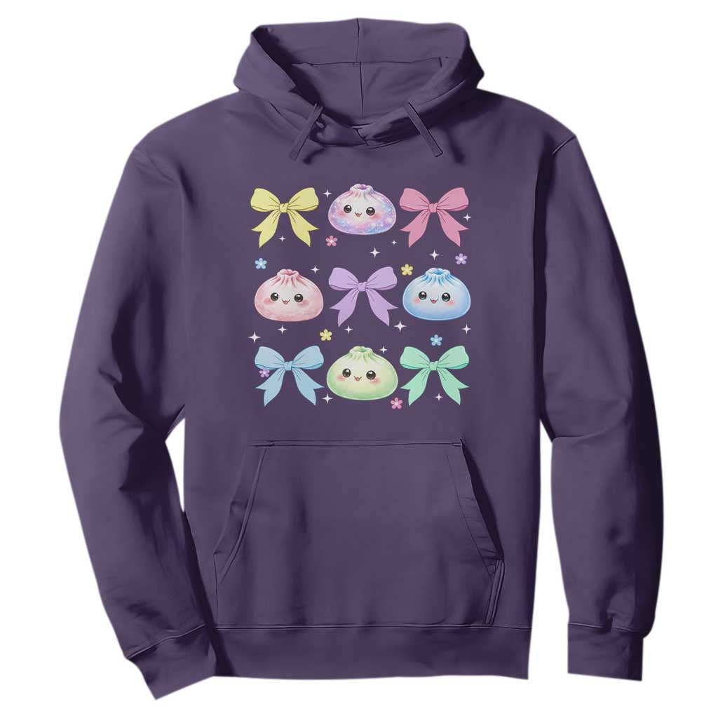Kawaii Dumpling and Bows Aesthetic Graphic Hoodie Cute Pastel Bao Dim Sum Coquette Aesthetic