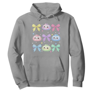 Kawaii Dumpling and Bows Aesthetic Graphic Hoodie Cute Pastel Bao Dim Sum Coquette Aesthetic