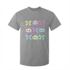 Kawaii Dumpling and Bows Aesthetic Graphic T Shirt For Kid Cute Pastel Bao Dim Sum Coquette Aesthetic