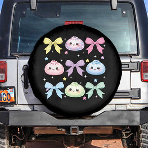 Kawaii Dumpling and Bows Aesthetic Graphic Spare Tire Cover Cute Pastel Bao Dim Sum Coquette Aesthetic