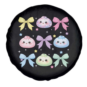Kawaii Dumpling and Bows Aesthetic Graphic Spare Tire Cover Cute Pastel Bao Dim Sum Coquette Aesthetic