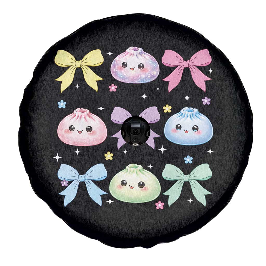 Kawaii Dumpling and Bows Aesthetic Graphic Spare Tire Cover Cute Pastel Bao Dim Sum Coquette Aesthetic