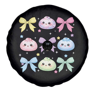 Kawaii Dumpling and Bows Aesthetic Graphic Spare Tire Cover Cute Pastel Bao Dim Sum Coquette Aesthetic