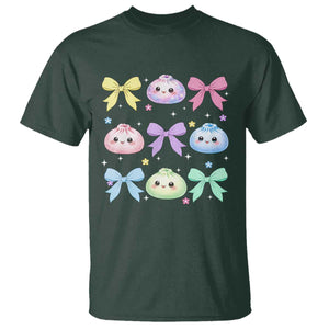 Kawaii Dumpling and Bows Aesthetic Graphic T Shirt Cute Pastel Bao Dim Sum Coquette Aesthetic