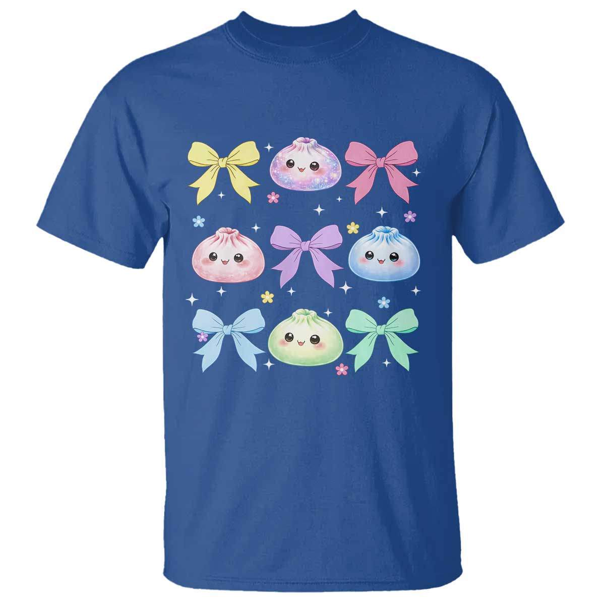 Kawaii Dumpling and Bows Aesthetic Graphic T Shirt Cute Pastel Bao Dim Sum Coquette Aesthetic