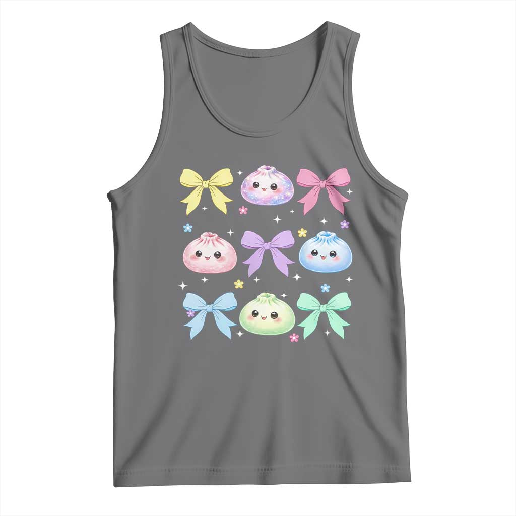 Kawaii Dumpling and Bows Aesthetic Graphic Tank Top Cute Pastel Bao Dim Sum Coquette Aesthetic