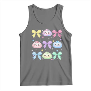Kawaii Dumpling and Bows Aesthetic Graphic Tank Top Cute Pastel Bao Dim Sum Coquette Aesthetic