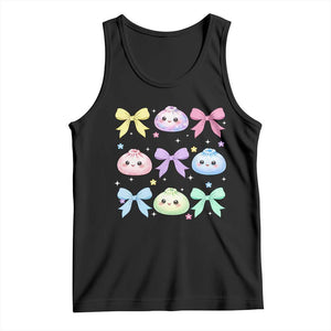 Kawaii Dumpling and Bows Aesthetic Graphic Tank Top Cute Pastel Bao Dim Sum Coquette Aesthetic