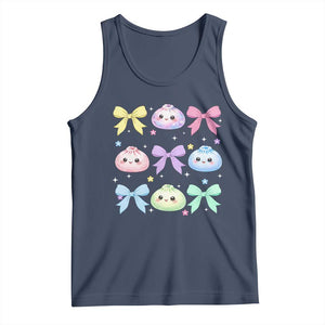 Kawaii Dumpling and Bows Aesthetic Graphic Tank Top Cute Pastel Bao Dim Sum Coquette Aesthetic