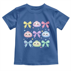 Kawaii Dumpling and Bows Aesthetic Graphic Toddler T Shirt Cute Pastel Bao Dim Sum Coquette Aesthetic