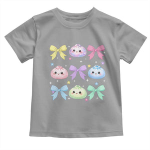 Kawaii Dumpling and Bows Aesthetic Graphic Toddler T Shirt Cute Pastel Bao Dim Sum Coquette Aesthetic