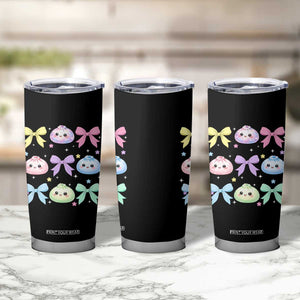 Kawaii Dumpling and Bows Aesthetic Graphic Tumbler Cup Cute Pastel Bao Dim Sum Coquette Aesthetic
