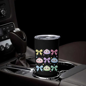 Kawaii Dumpling and Bows Aesthetic Graphic Tumbler Cup Cute Pastel Bao Dim Sum Coquette Aesthetic