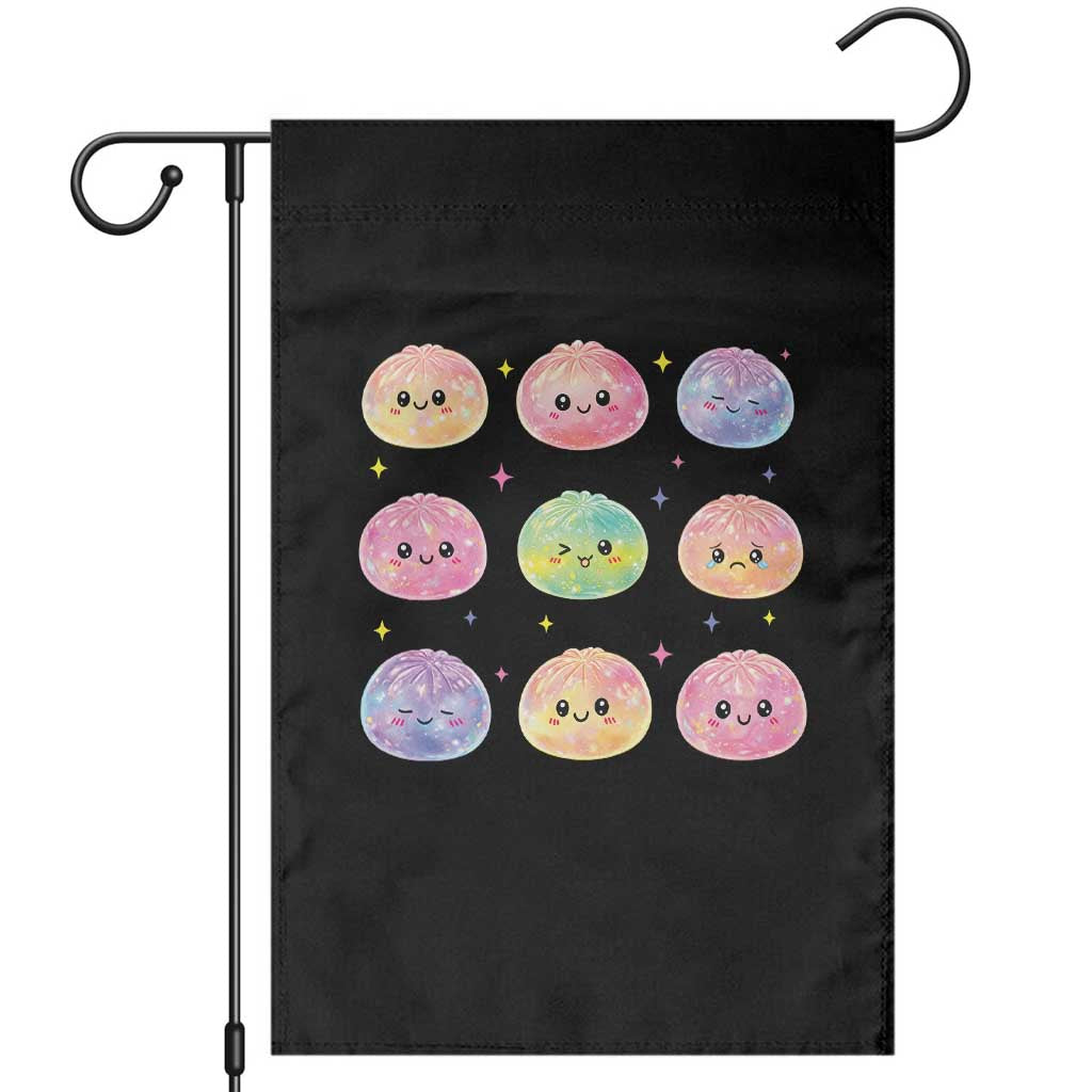 Kawaii Glitter Dumpling Face Grid Graphic Garden Flag Cute Pastel Bao Emoji Expressions TS02 Black Print Your Wear
