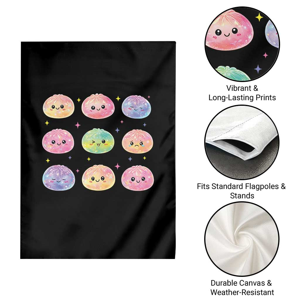 Kawaii Glitter Dumpling Face Grid Graphic Garden Flag Cute Pastel Bao Emoji Expressions