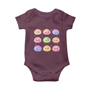 Kawaii Glitter Dumpling Face Grid Graphic Baby Onesie Cute Pastel Bao Emoji Expressions