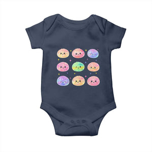 Kawaii Glitter Dumpling Face Grid Graphic Baby Onesie Cute Pastel Bao Emoji Expressions