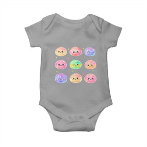 Kawaii Glitter Dumpling Face Grid Graphic Baby Onesie Cute Pastel Bao Emoji Expressions