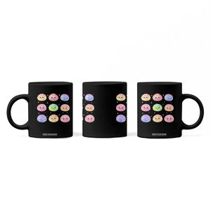 Kawaii Glitter Dumpling Face Grid Graphic Coffee Mug Cute Pastel Bao Emoji Expressions