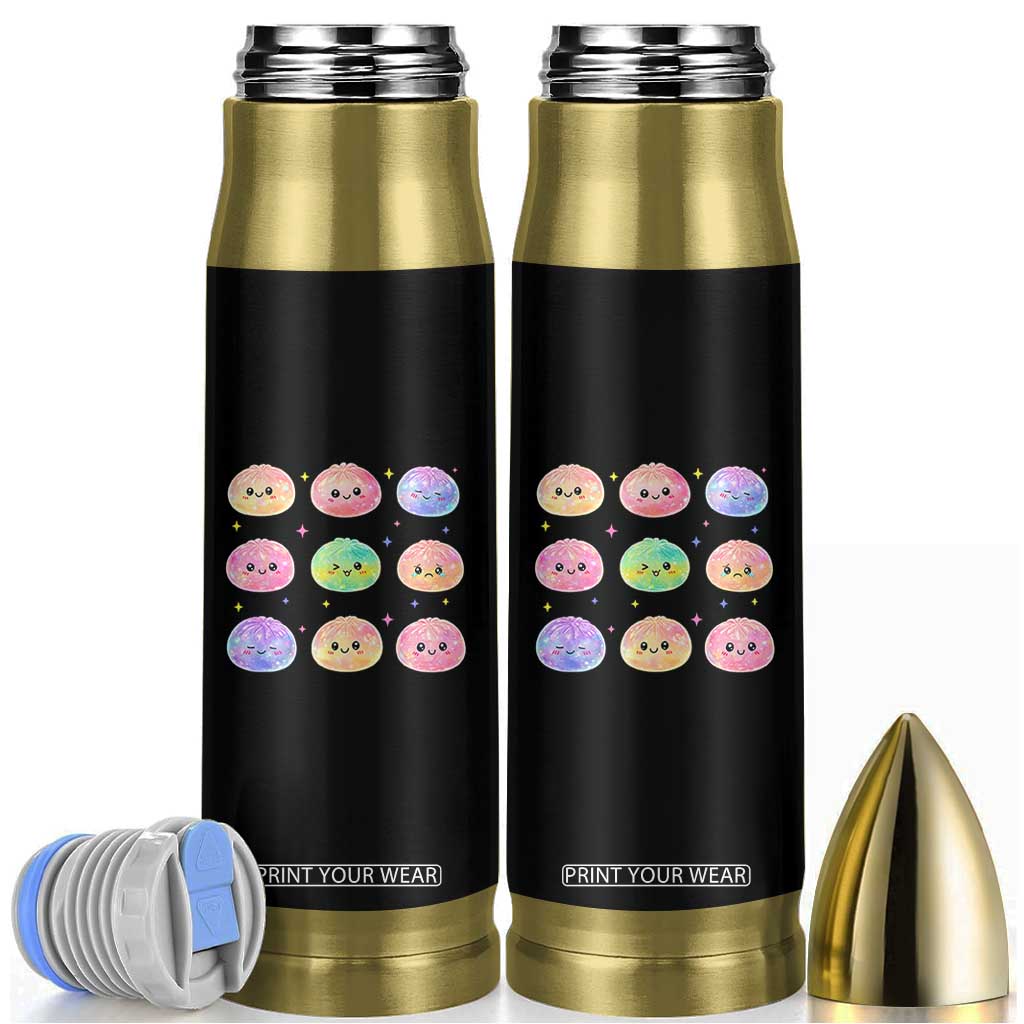 Kawaii Glitter Dumpling Face Grid Graphic Bullet Tumbler Cute Pastel Bao Emoji Expressions TS02 Black Print Your Wear