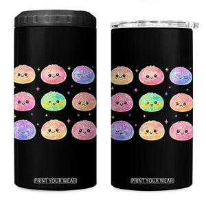 Kawaii Glitter Dumpling Face Grid Graphic 4 in 1 Can Cooler Tumbler Cute Pastel Bao Emoji Expressions