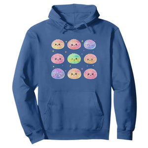 Kawaii Glitter Dumpling Face Grid Graphic Hoodie Cute Pastel Bao Emoji Expressions