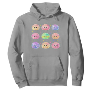 Kawaii Glitter Dumpling Face Grid Graphic Hoodie Cute Pastel Bao Emoji Expressions