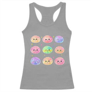 Kawaii Glitter Dumpling Face Grid Graphic Racerback Tank Top Cute Pastel Bao Emoji Expressions