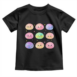 Kawaii Glitter Dumpling Face Grid Graphic Toddler T Shirt Cute Pastel Bao Emoji Expressions