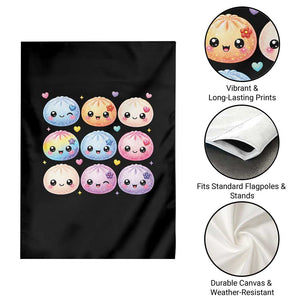 Kawaii Glitter Dumpling Bao Dim Sum Graphic Garden Flag Cute Pastel Foodie Squishy Hearts and Flowers