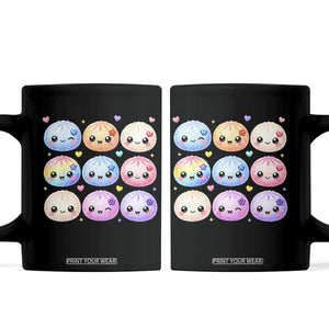 Kawaii Glitter Dumpling Bao Dim Sum Graphic Coffee Mug Cute Pastel Foodie Squishy Hearts and Flowers