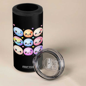 Kawaii Glitter Dumpling Bao Dim Sum Graphic 4 in 1 Can Cooler Tumbler Cute Pastel Foodie Squishy Hearts and Flowers