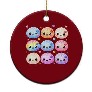 Kawaii Glitter Dumpling Bao Dim Sum Graphic Ceramic Ornament Cute Pastel Foodie Squishy Hearts and Flowers